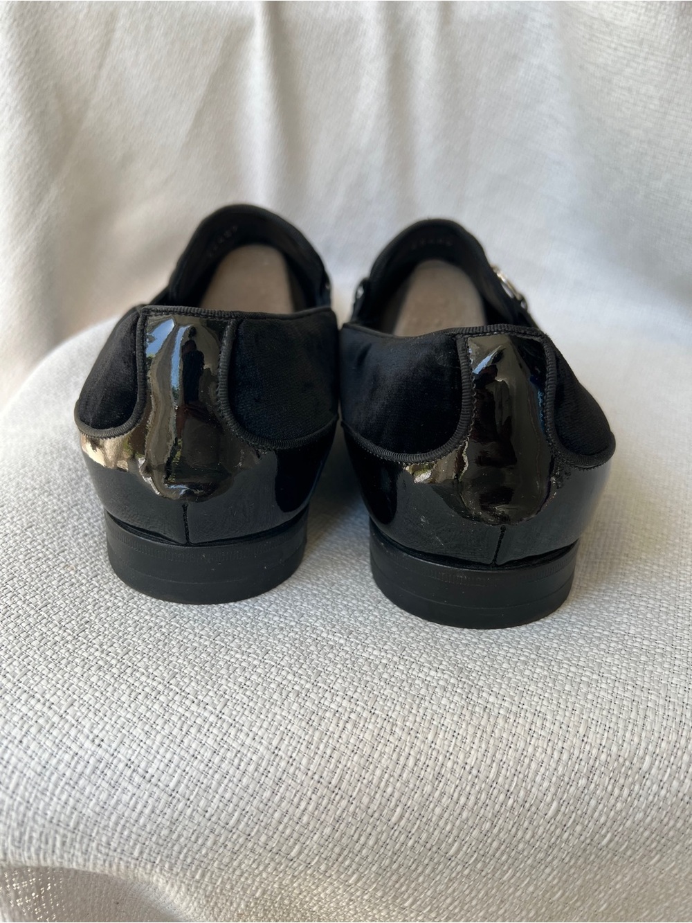 Gucci Black Patent & Suede Slip-On Loafers with Silver Bit - Picture 6 of 16